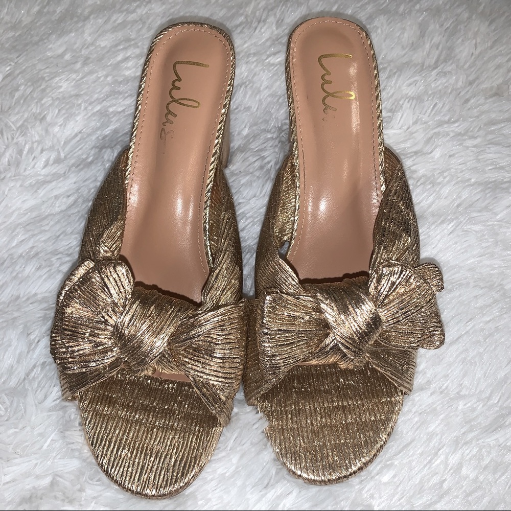 Gold Lulus slipper heel size 11